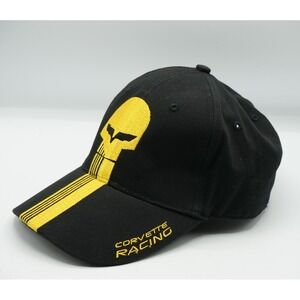 Corvette Racing Hat Cap Snap Back Mens Black ~ Black ~ Embroidered